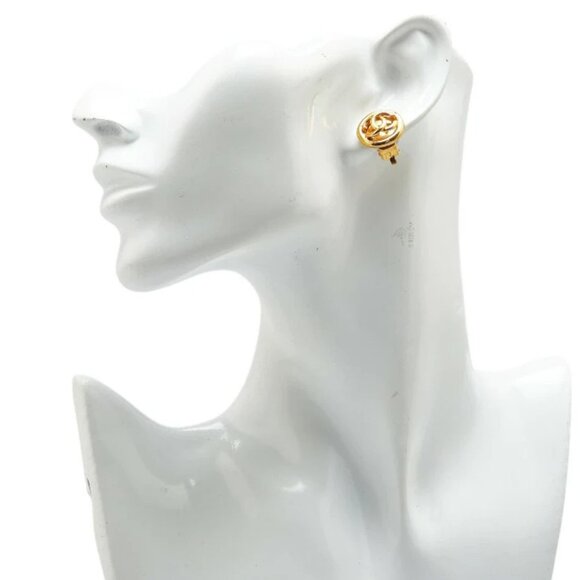 CHANEL CC Logos Round Clip-On Earrings Gold Tone 93P 2935 Auth w/Box #4055 - Picture 2 of 7